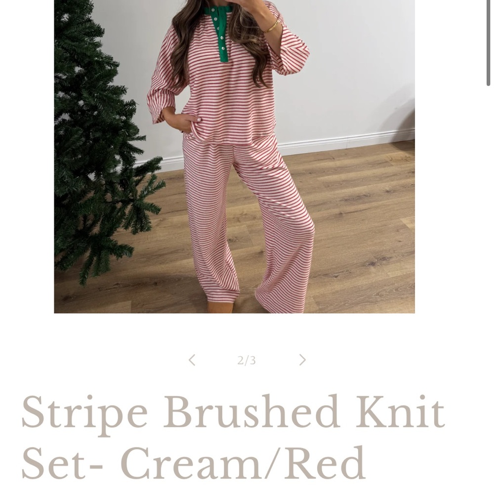 Striped Red and Cream Women's Top